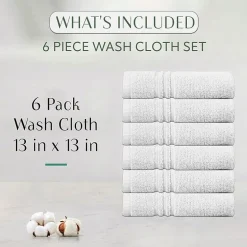 Home Weavers Inc Hazel Collection 100% Cotton Zero Twist 6-pc. Quick Dry Washcloth