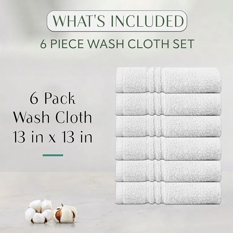 Home Weavers Inc Hazel Collection 100% Cotton Zero Twist 6-pc. Quick Dry Washcloth