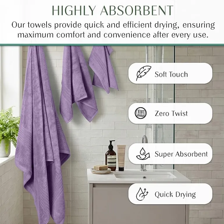 Home Weavers Inc Hazel Collection 100% Cotton Zero Twist 6-pc. Quick Dry Washcloth