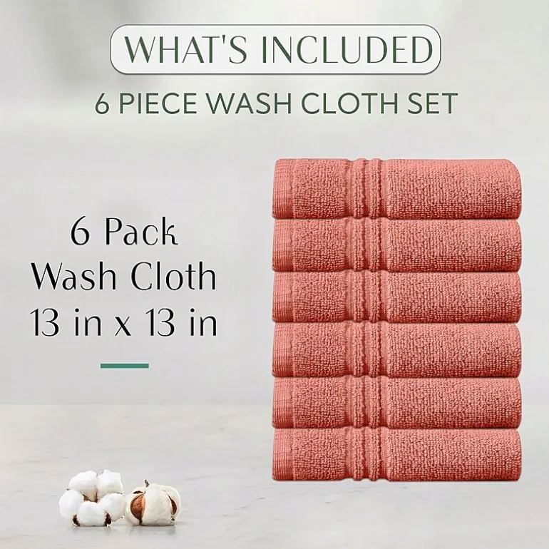 Home Weavers Inc Hazel Collection 100% Cotton Zero Twist 6-pc. Quick Dry Washcloth