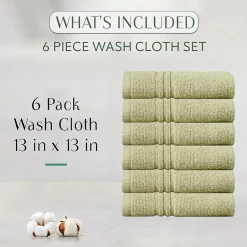 Home Weavers Inc Hazel Collection 100% Cotton Zero Twist 6-pc. Quick Dry Washcloth