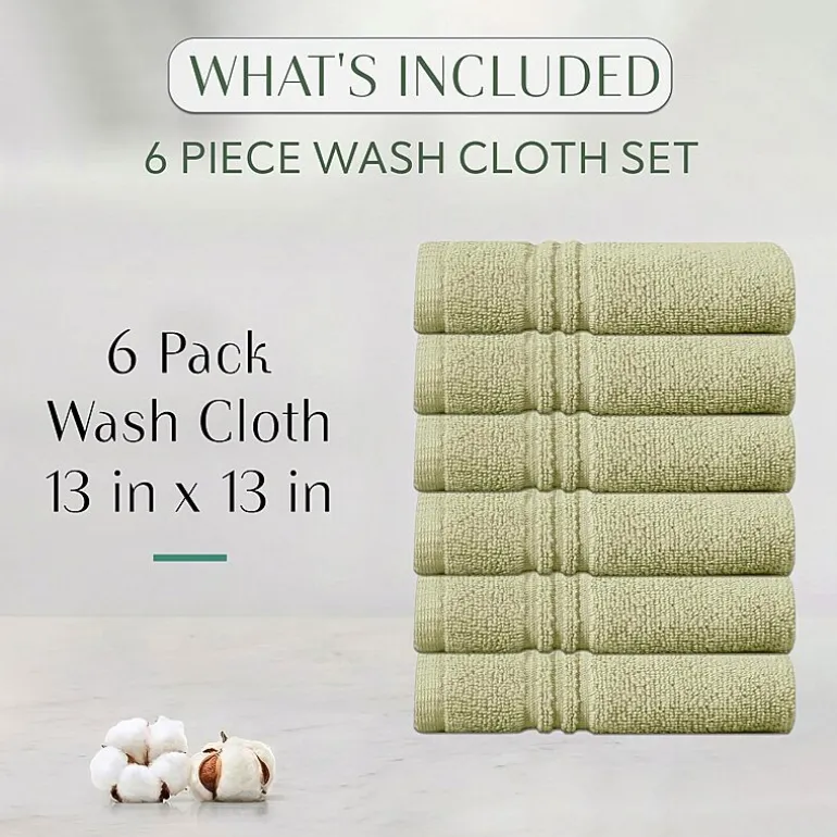 Home Weavers Inc Hazel Collection 100% Cotton Zero Twist 6-pc. Quick Dry Washcloth