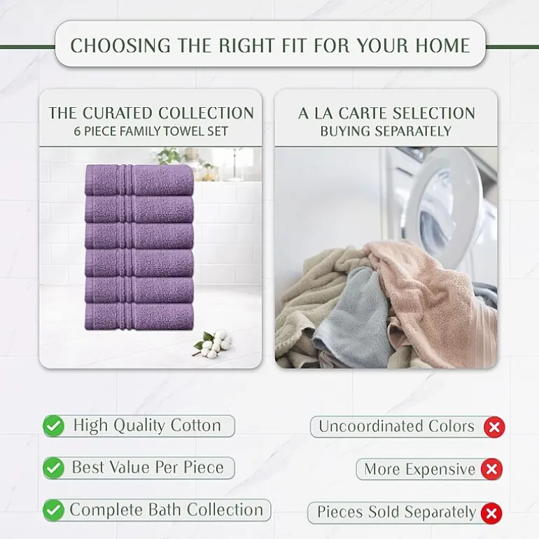 Home Weavers Inc Hazel Collection 100% Cotton Zero Twist 6-pc. Quick Dry Washcloth