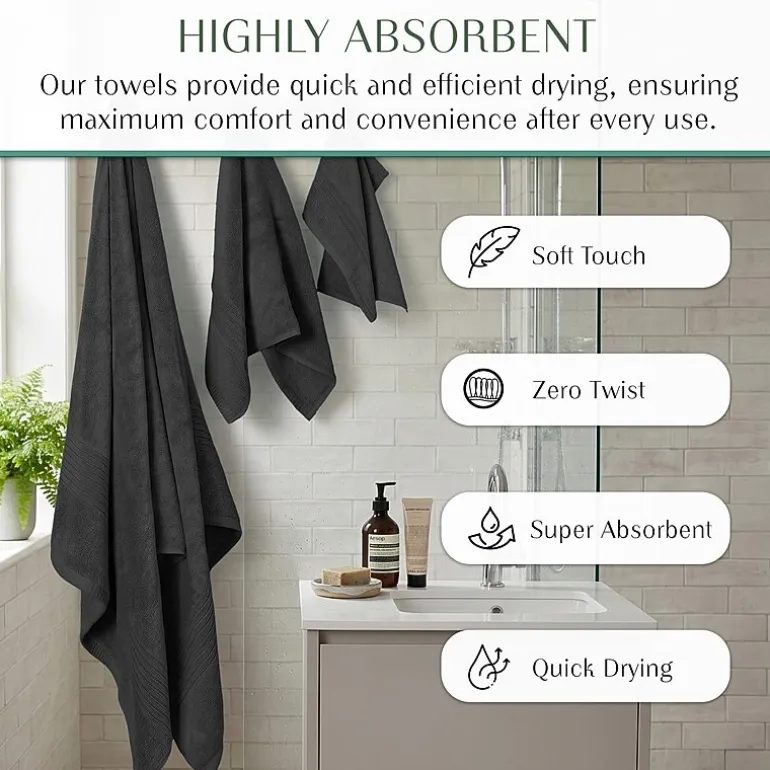 Home Weavers Inc Hazel Collection 100% Cotton Zero Twist 6-pc. Quick Dry Washcloth