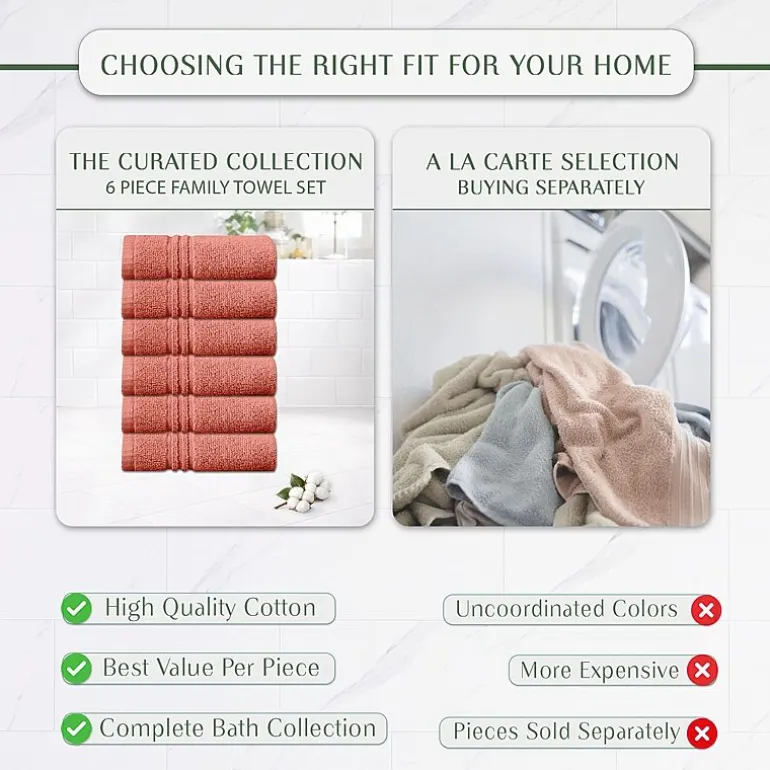 Home Weavers Inc Hazel Collection 100% Cotton Zero Twist 6-pc. Quick Dry Washcloth