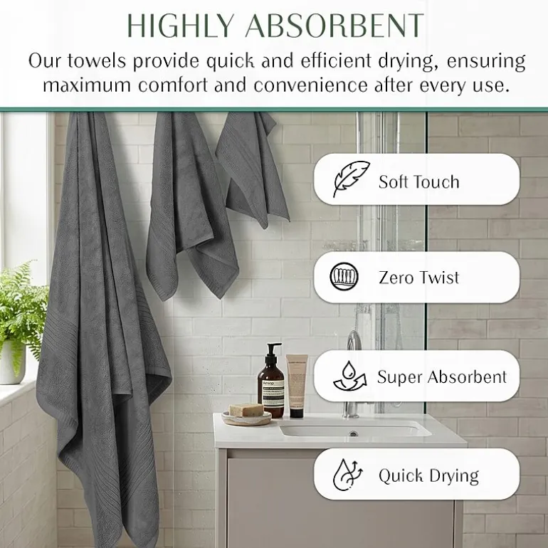 Home Weavers Inc Hazel Collection 100% Cotton Zero Twist 6-pc. Quick Dry Washcloth