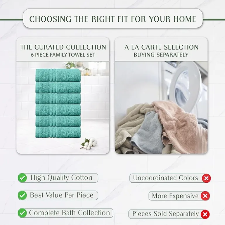 Home Weavers Inc Hazel Collection 100% Cotton Zero Twist 6-pc. Quick Dry Washcloth