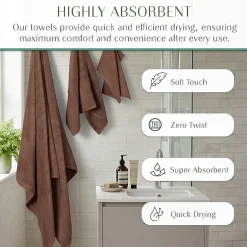Home Weavers Inc Hazel Collection 100% Cotton Zero Twist 6-pc. Quick Dry Washcloth