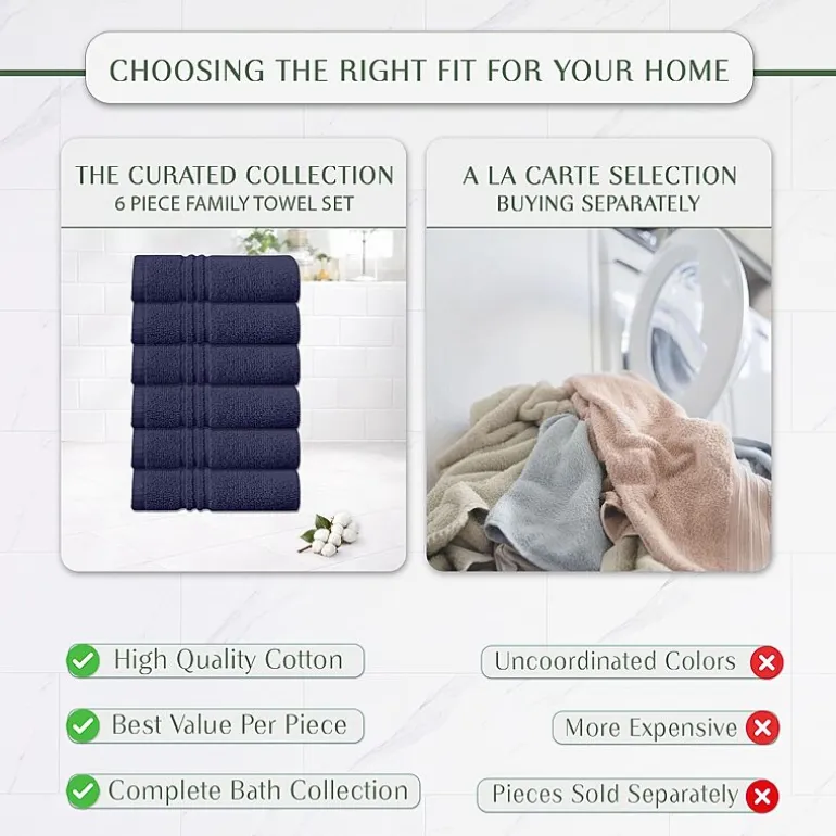 Home Weavers Inc Hazel Collection 100% Cotton Zero Twist 6-pc. Quick Dry Washcloth
