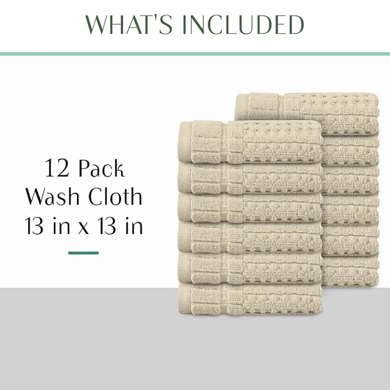 Home Weavers Inc Willow Collection 100% Cotton Zero Twist 12-pc. Quick Dry Washcloth
