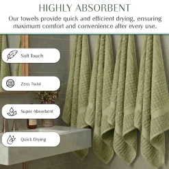 Home Weavers Inc Willow Collection 100% Cotton Zero Twist 12-pc. Quick Dry Washcloth