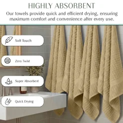 Home Weavers Inc Willow Collection 100% Cotton Zero Twist Super Absorbent 3-pc. Quick Dry Bath Towel Set