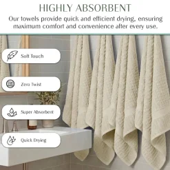 Home Weavers Inc Willow Collection 100% Cotton Zero Twist Super Absorbent 3-pc. Quick Dry Bath Towel Set