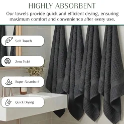 Home Weavers Inc Willow Collection 100% Cotton Zero Twist Super Absorbent 3-pc. Quick Dry Bath Towel Set
