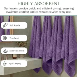 Home Weavers Inc Willow Collection 100% Cotton Zero Twist Super Absorbent 3-pc. Quick Dry Bath Towel Set