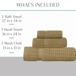 Home Weavers Inc Willow Collection 100% Cotton Zero Twist Super Absorbent 3-pc. Quick Dry Bath Towel Set