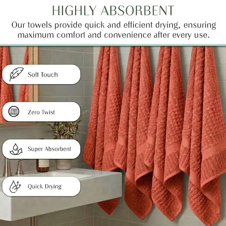 Home Weavers Inc Willow Collection 100% Cotton Zero Twist Super Absorbent 3-pc. Quick Dry Bath Towel Set