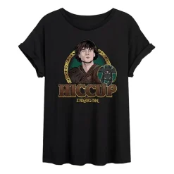 How To Train Your Dragon Hiccup Tee Womens Juniors Crew Neck Short Sleeve Oversized Graphic T-Shirt