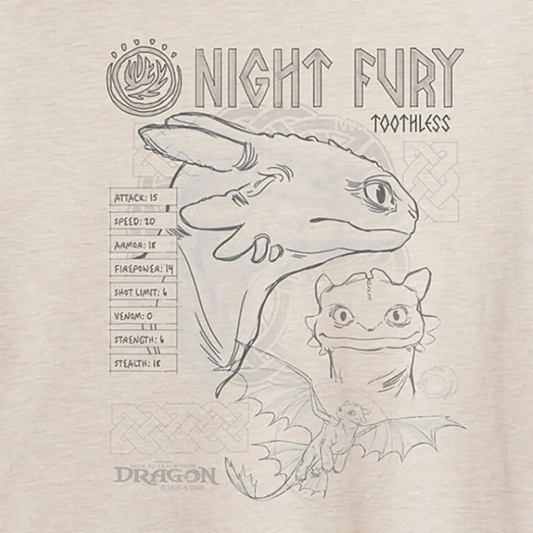 How To Train Your Dragon Sketch Tee Womens Juniors Crew Neck Short Sleeve Oversized Graphic T-Shirt