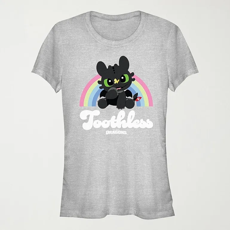 How To Train Your Dragon Toothless Rainbow Tee Womens Juniors Crew Neck Short Sleeve Regular Fit Graphic T-Shirt
