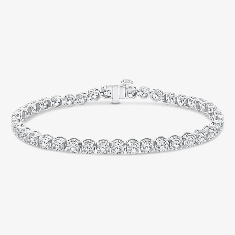 (H / Si2) Womens 10 Ct.T.W. Lab Grown White Diamond 10K Gold 7.25 Inch Tennis Bracelet