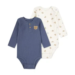 Huggies Baby Boys Crew Neck Long Sleeve Rib Knit 2-pc. Bodysuit