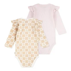 Huggies Baby Girls Crew Neck Long Sleeve Rib Knit 2-pc. Bodysuit