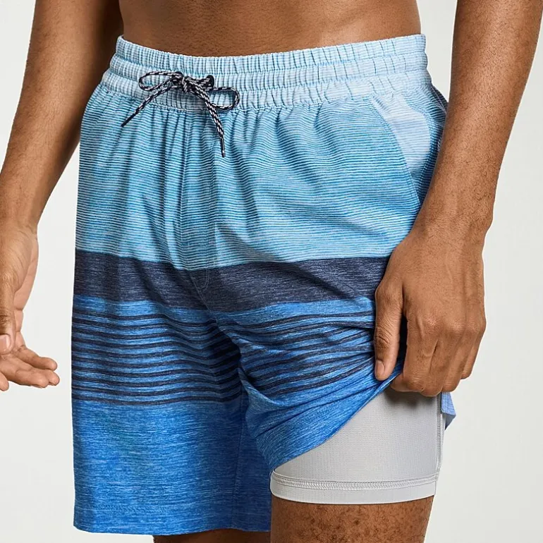 Hurley Mens Drawstring Waist 7 1/2" Ombre Swim Trunks