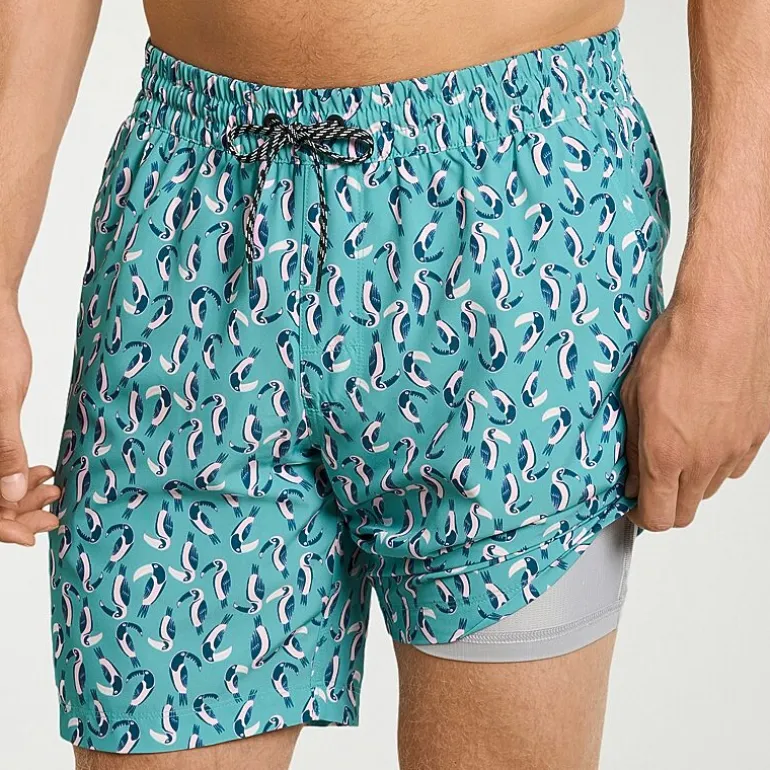 Hurley Mens Drawstring Waist 7 1/2" Ombre Swim Trunks