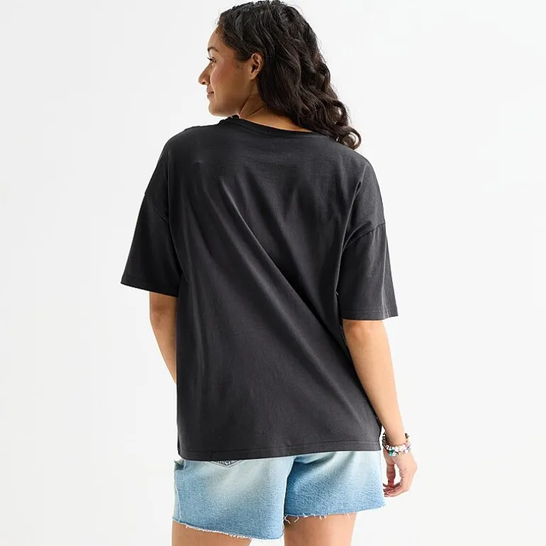 Hurley Womens Juniors Crew Neck Short Sleeve Oversized Graphic T-Shirt