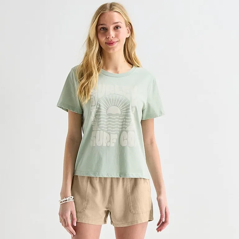 Hurley Womens Juniors Crew Neck Short Sleeve Regular Fit Graphic T-Shirt