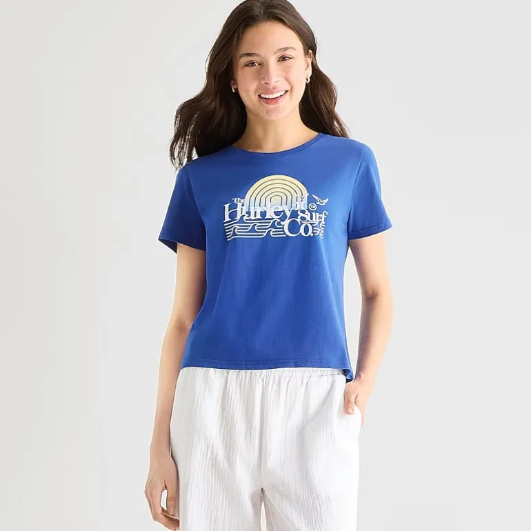 Hurley Womens Juniors Crew Neck Short Sleeve Regular Fit Graphic T-Shirt