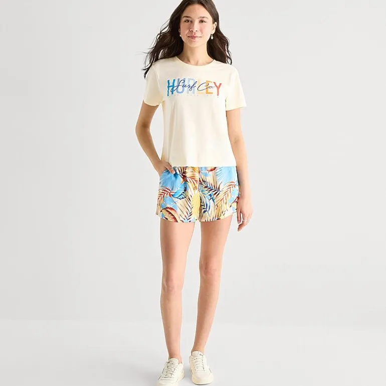 Hurley Womens Juniors Crew Neck Short Sleeve Regular Fit Graphic T-Shirt