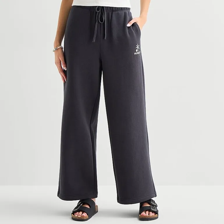 Hurley Womens Juniors Wide Leg Mid Rise Fleece Sweatpant