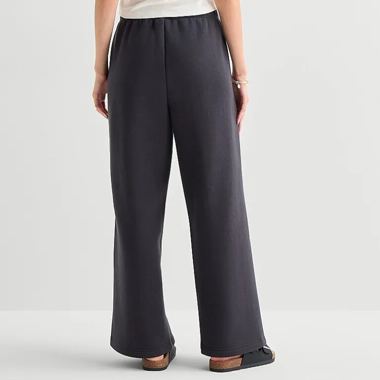 Hurley Womens Juniors Wide Leg Mid Rise Fleece Sweatpant