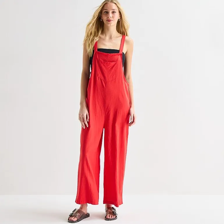 Hurley Womens Square Neck Sleeveless Juniors Jumpsuit