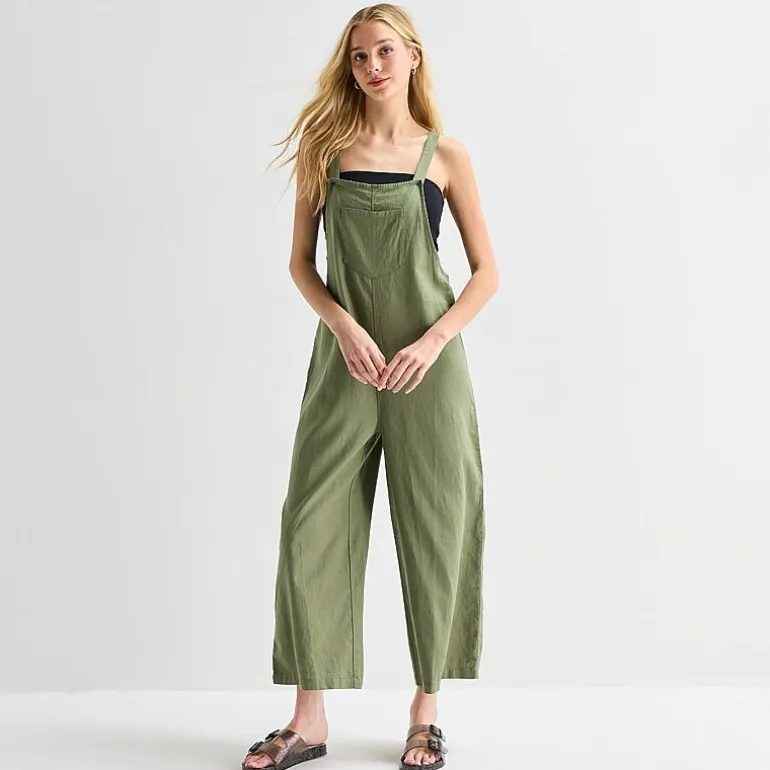 Hurley Womens Square Neck Sleeveless Juniors Jumpsuit
