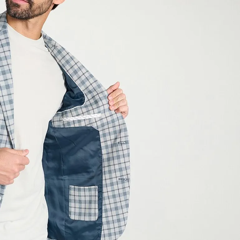 IBIZA AZURE Mens Windowpane Modern Fit Sport Coat