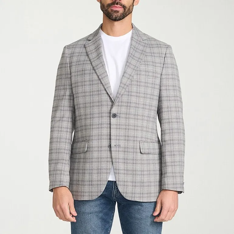 IBIZA AZURE Mens Windowpane Modern Fit Sport Coat