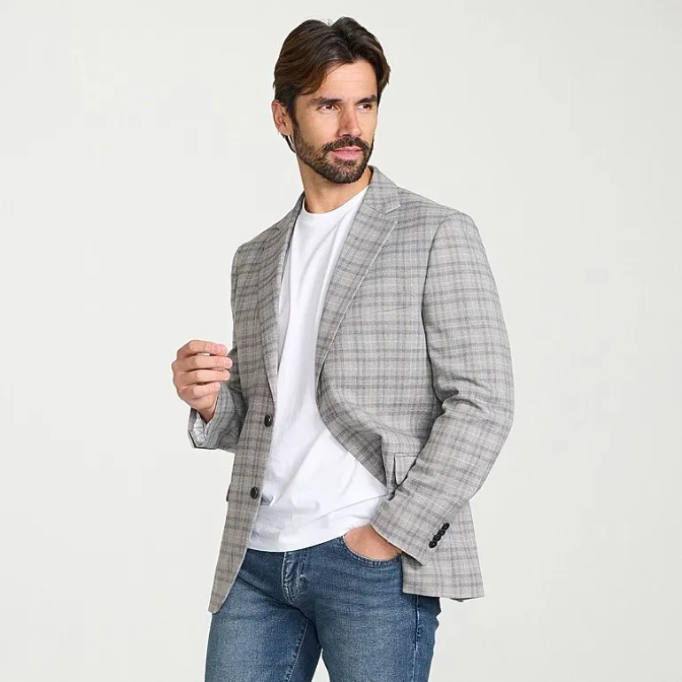 IBIZA AZURE Mens Windowpane Modern Fit Sport Coat
