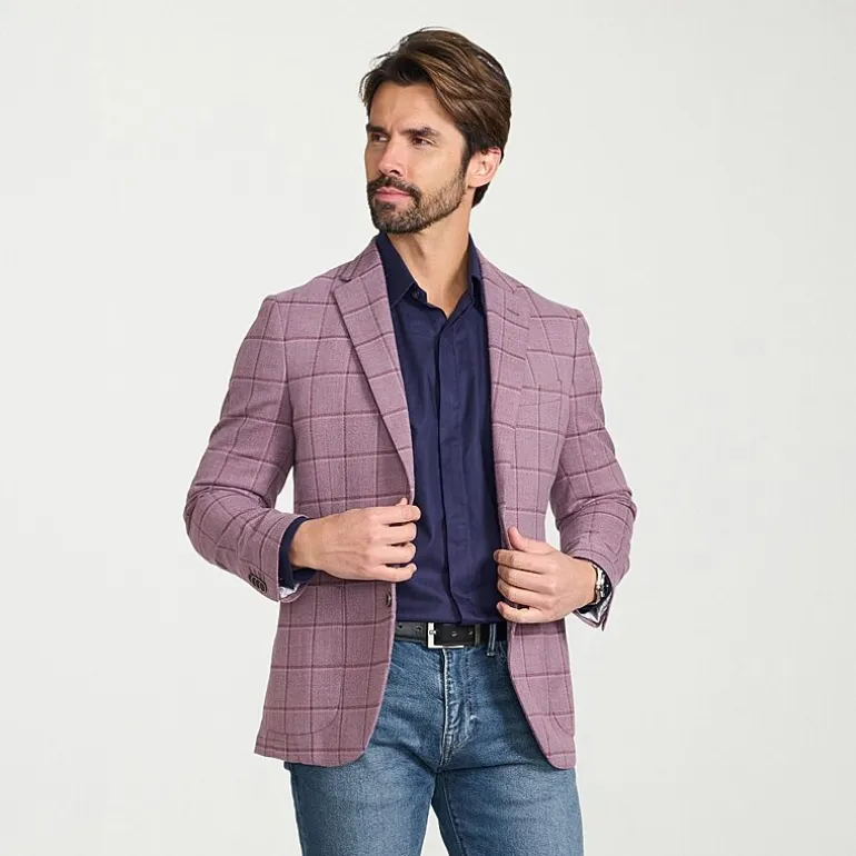 IBIZA AZURE Mens Windowpane Slim Fit Sport Coat