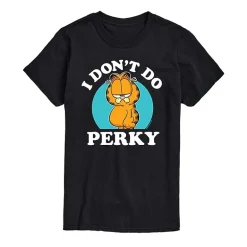 I Don'T Do Perky Womens Juniors Crew Neck Short Sleeve Regular Fit Garfield Graphic T-Shirt