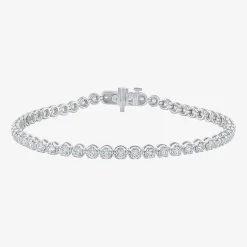 (I1/H-I) Womens 3 CT. T.W. Lab Grown White Diamond 10K Gold 7.25 Inch Tennis Bracelet