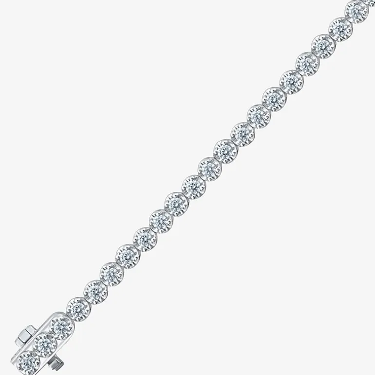 (I1/H-I) Womens 3 CT. T.W. Lab Grown White Diamond 10K Gold 7.25 Inch Tennis Bracelet