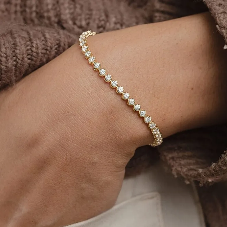 (I1/H-I) Womens 3 CT. T.W. Lab Grown White Diamond 10K Gold 7.25 Inch Tennis Bracelet