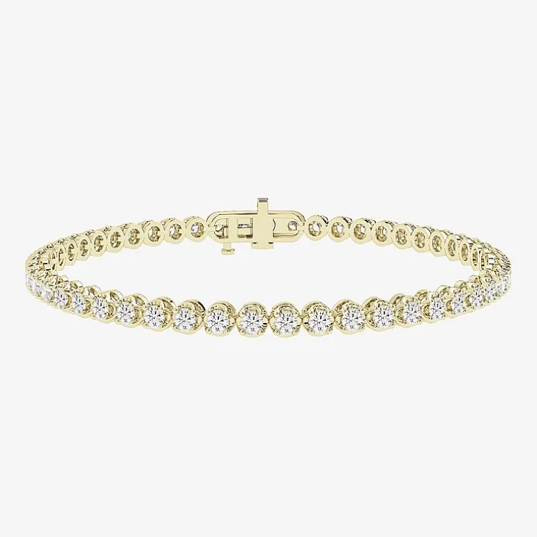 (I1/H-I) Womens 3 CT. T.W. Lab Grown White Diamond 10K Gold 7.25 Inch Tennis Bracelet