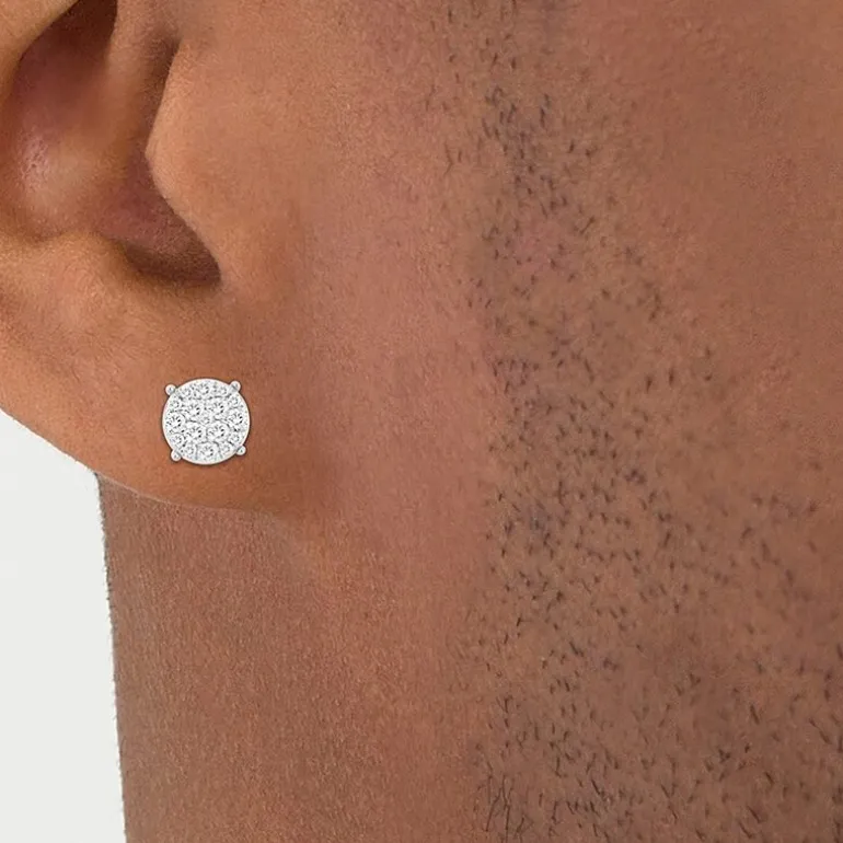 (I / I2-I3) 1/4 CT. Natural White Diamond 10K Gold 6.7mm Round Stud Earrings