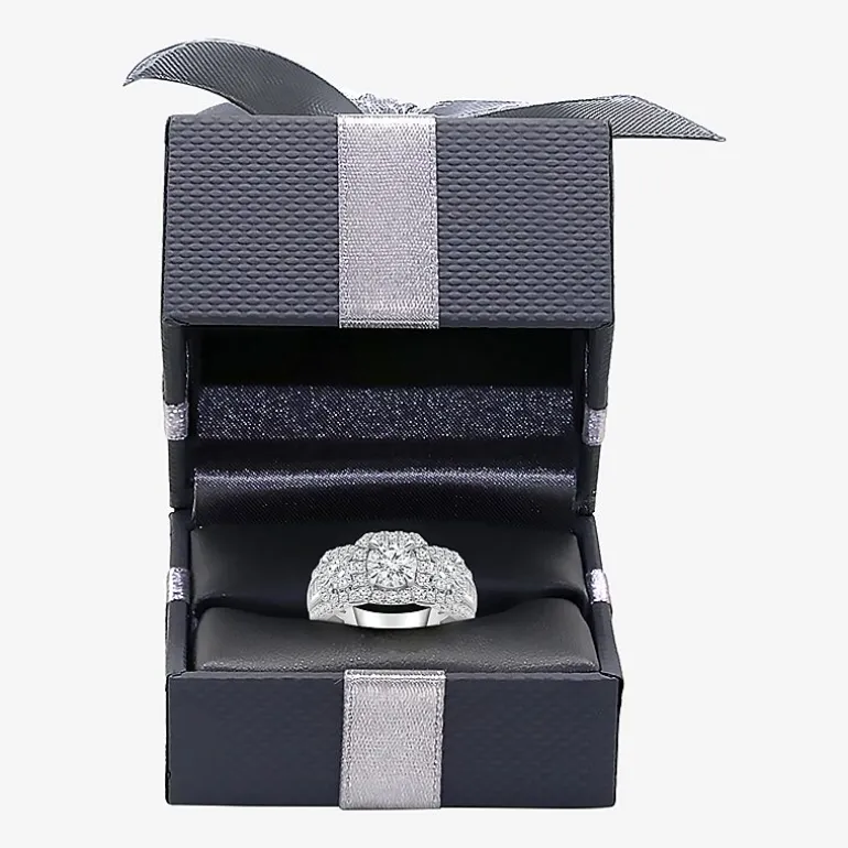 (I / I1) Love Lives Forever Womens 2 CT. T.W. Lab Grown White Diamond 10K or 14K White Gold Cushion Side Stone 3-Stone Engagement Ring