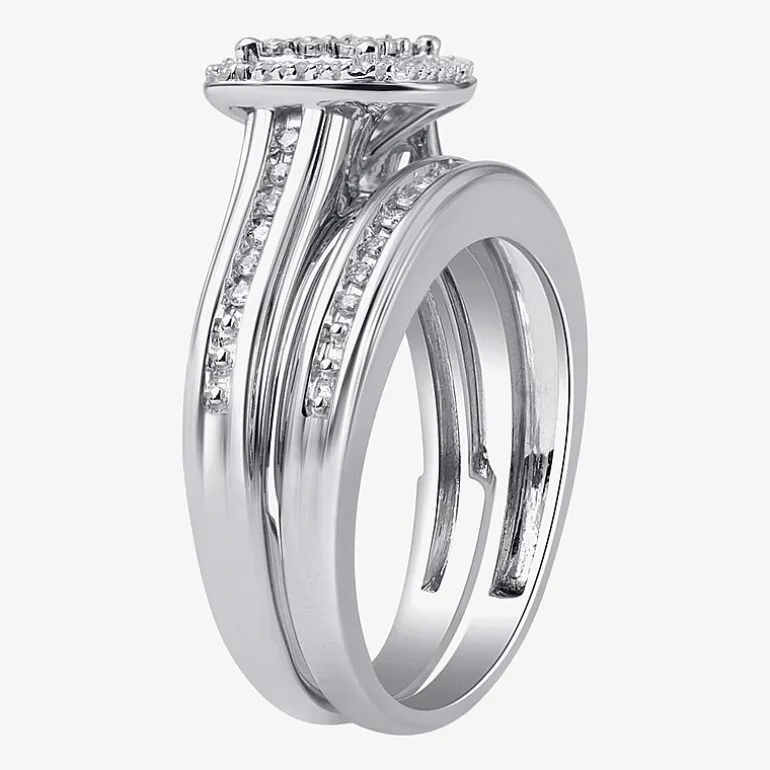 (I, I2) Womens 1/5 CT. Lab Grown White Diamond 14K Gold Over Silver Sterling Silver Bridal Set