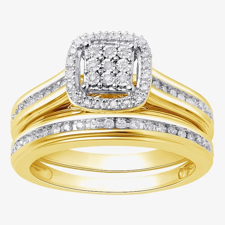 (I, I2) Womens 1/5 CT. Lab Grown White Diamond 14K Gold Over Silver Sterling Silver Bridal Set